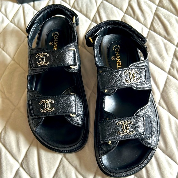 Chanel DADS SANDALS Grained Leather 36 - Picture 1 of 17